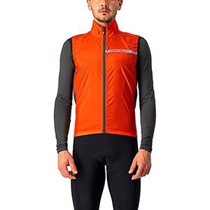 Castelli Squadra Stretch Vest voor heren, winddichte volledige lengte rits shell met hoge kraag voor weg en grind fietsen I fietsen, Vurig Rood/Donkergrijs, M