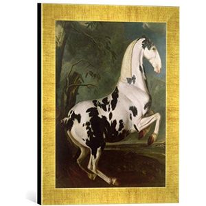 Ingelijste foto van Johann Georg Hamilton ""The Piesnel Stallion at the Eisgruber Stud"", kunstdruk in hoogwaardige handgemaakte fotolijst, 30x40 cm, Gold Raya