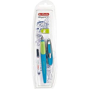 Herlitz 10999829 Schoolvulpen (incl. patroon) voor linkshandigen, blauw/citroen