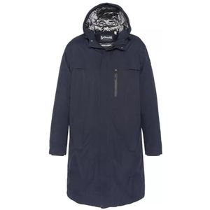 SCHOTT - Lange Parka - Marineblauw - Polyester - Halflang met Opstaande Kraag