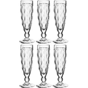 Leonardo Brindisi champagneglazen set van 6, vaatwasmachinebestendige Prosecco-bolk, champagneglas met steel, facetgeslepen glazen glazen, 140 ml, 021595