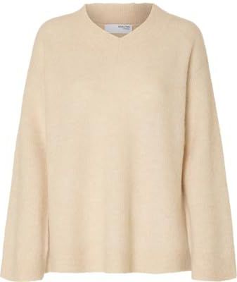 Selected - Sia Ras - Gebreide Trui - V-hals - Lange Mouwen - Losse Pasvorm