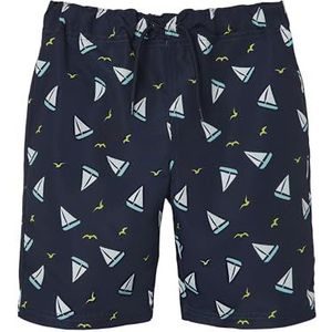 NKMZORRO TB Long Swim Shorts, Dark Sapphire/Aop: boot, 122 cm