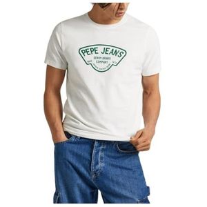 Pepe Jeans Heren Cherry T-shirt, Wit (Off White), S, Wit (Off White), S