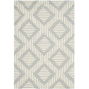 Safavieh Geometrisch tapijt met patroon, CHT744, handgetuft wol CHT744 120 x 180 cm Grau/Elfenbein