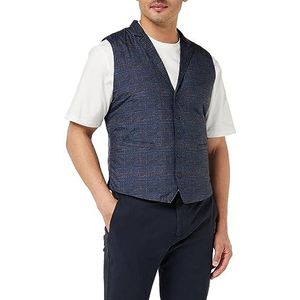 Hackett London Heren Print Gilet POW, Blauw (Navy/Burg), L, Blauw (Navy/Burg), L