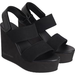 Calvin Klein Jeans - Buckle Bow Wedge Sandalen - Zwart - Katoen