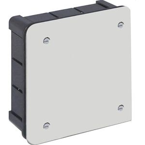 Rechthoekige inbouwdoos 200 x 200 mm met deksel en schroeven, ideaal voor elektrische installaties en veilige verbindingen.