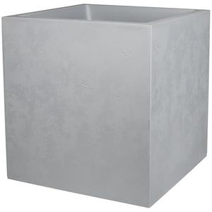 EDA - Vierkante pot 40 cm Basalt 31 L - Decor Imitatie Beton - Dubbelwandig - Wateropslagzone - 39,5 x 39,5 x H 43,5 cm - Betongrijs