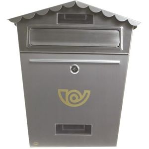 Amig Brievenbus voor buiten, klassieke stijl, brievenbus voor muren, muren of hekken – afmetingen: 37 x 32 x 10,5 cm – staal – grijs