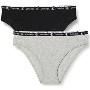 Calvin Klein Bikini Slipje voor dames, Zwart/Grijs Heather, XS