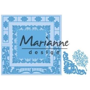Marianne Design LR0553 Creatable stempel- en stanssjabloon, kant vierkant, voor ambachtelijke projecten, metaal, lichtblauw, 13,5 x 13,5 cm