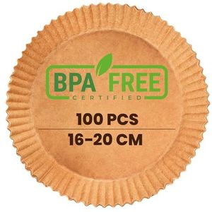 PORTENTUM Airfryer bakpapier, 100 stuks, Food-Grade BPA, 16 x 20 cm, voor olievrije friteuse 3-4,5 liter, ideaal voor gezond koken