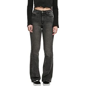Urban Classics Dames High Waist Flared Denim Pants Jeans Dames, Zwart-zwaar zuur gewassen, 28