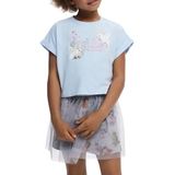 Desigual - Cropped T-shirt - Effen Kleur - Met Glanzend Logo en Konijnenprint