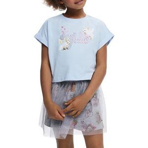 Desigual - Cropped T-shirt - Effen Kleur - Met Glanzend Logo en Konijnenprint