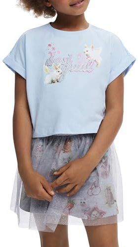 Desigual - Cropped T-shirt - Effen Kleur - Met Glanzend Logo en Konijnenprint