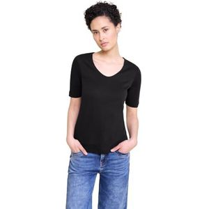 Street One Dames stijl Palmira korte mouwen basic T-shirt ondershirt, Zwart nieuw, 42