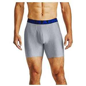 Under Armour Tech 6"" 2 Pack, Sneldrogend sportondergoed, 2 pack comfortabel heren ondergoed met strakke pasvorm Mannen, Academy/Mod Gray Light Heather, M