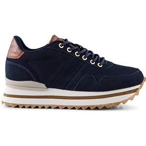 Woden Nora Iii Suede Plateau Sneakers voor dames, 009 Dark Navy, 40 EU