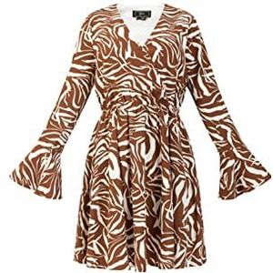 SIDONA Damesjurk - Zebraprint 19226443-SI01, BRUIN wit, L, Jurk - Zebraprint, L