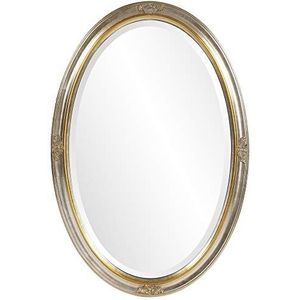 Howard Elliott Carlton Hanging ovale Mall Mirror, vanity, decoratieve, antiek helder zilver blad en goud accent, 22 x 32 inch