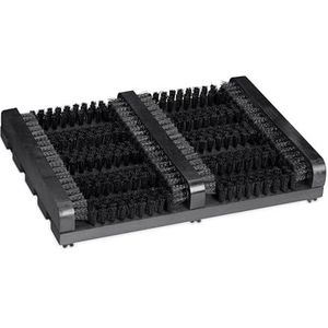 Relaxdays voetenveger - plastic borstels - antislip - hout - buiten - zwart