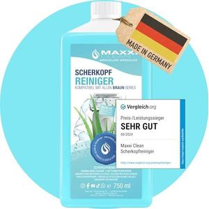 Maxxi Clean | Scheerhoofdreiniger voor het reinigen van scheerpatronen | 750 ml navulvloeistof | Scheervloeistof compatibel met Braun-stations | Spray met Aloë Vera geur