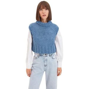 Trendyol Sweater Vest - Blauw - Ronde Hals M Blauw, Blauw, M