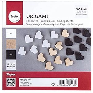 Rayher Origami-vouwbladen, kleurrijk, 15x15cm, 80-100 g/m2, zak 100 vellen, 6736999