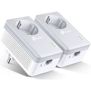 Powerline AV600 AC-stopcontact met 600 Mbit/s en 1 poort 10/100 RJ45, ideaal voor het aansluiten van netwerkapparaten via stroom.