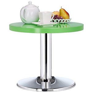 Relaxdays ronde bijzettafel HxD: 41 x 50 cm, decoratieve materiaalmix woonkamertafel, lage kindertafel, groen