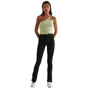 NA-KD Skinny jeans met split aan de zijkant voor dames, Zwart, 38