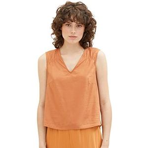 TOM TAILOR Dames linnen blouses top, 31650 - Terracotta Brown, 46