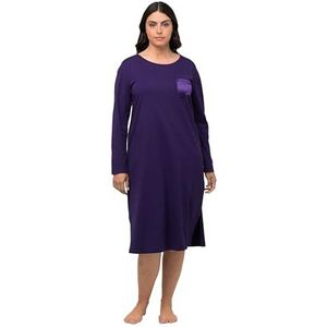 Ulla Popken Dames Nightgown, satijnen pocket nachthemd, paarsblauw, 42/44, paarsblauw, 42/44