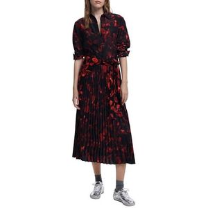 Desigual - Blousejurk - Rood - 7/8 Lengte - Gerecycled Materiaal - Bloemenprint