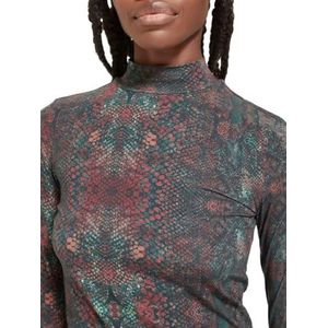 Scotch & Soda Dames All Over Printed Mockneck Shirt Top met lange mouwen, snake, XL