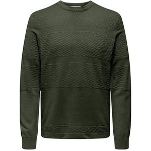 ONLY & SONS Onsmalik Reg 12 Pinaple Crew Knit Noos, groen (olive night), 3XL