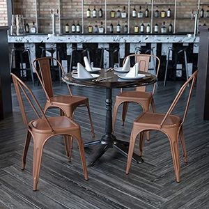 Flash Furniture stapelbare stoel, metaal, antieke look, blauw modern 4 Pack koper