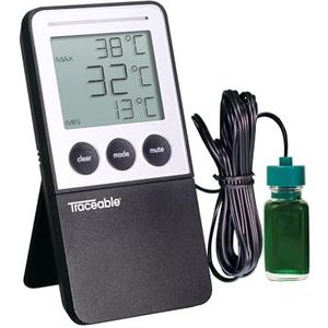 Cole-Parmer Traceable digitale thermometer voor koelkast met vriesvak, medische en wetenschappelijke thermometer voor koelkast, temperatuursonde 1 fles, lcd-display, -50 °C tot 70 °C