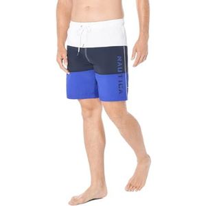 Nautica Heren Quick Dry Classic Logo Tri-Block Series Swim Trunk Zwembroek, Helder kobaltblauw, S
