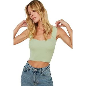 TRENDYOL Gebreide damesblouse met vierkante kraag, munt, M