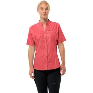 Jack Wolfskin Norbo S/S Shirt W Blouse, felrood geruit, S Dames, Helder rood geruit, S