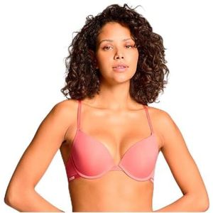 DOBREVA Vrouwen Push Up BH Met Kant Gevoerde Plunge Beugel Volledige Cup Buste Voorgevormde Cups Crème Koffie 80A