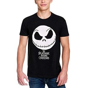 T-Shirt met Korte Mouwen The Nightmare Before Christmas Jack Face Zwart Uniseks