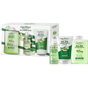 Equilibra Lichaamsset, aloë dermo badkamerset, hydraterend en zacht, aloë geurwater met aloë vera, kalmerende aloë lichaamscrème, geschenkdoos