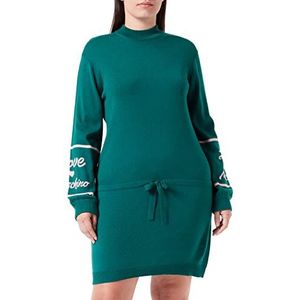 Love Moschino Dames colbertleneck blended wollen jurk, groen, 44