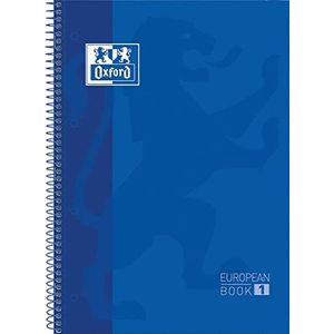 Oxford A4 European Book 1, geruit, 160 pagina's met gekleurde randen, met whiteboard, hardcover, blauw