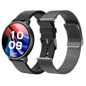 SPC Smartee Duo Classic Smartwatch intelligent horloge zwart met verwisselbare metalen armband, 1,43 inch AMOLED-display, bluetooth-oproepen, 8 dagen batterijduur, 100 sporten, IP68