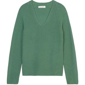 Marc OPolo Gebreide damestrui van biologisch katoen met V-hals, Smooth Green, L